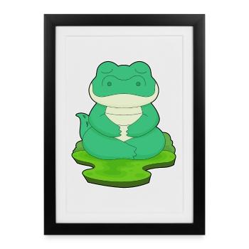 Méditation de fitness au yoga crocodile - Affiche encadrée (27 × 37 cm) - noir - Devant