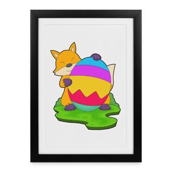 Fuchs Ostern Osterei - Gerahmtes Poster (27 × 37 cm) - Schwarz - Vorne