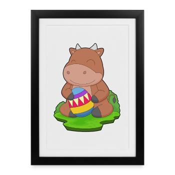 Stier Ostern Osterei - Gerahmtes Poster (27 × 37 cm) - Schwarz - Vorne