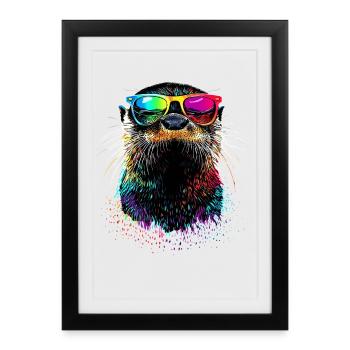 Otter Sea Otter Otter Marten Love Cute Otter - Framed poster (27 × 37 cm) - black - Front