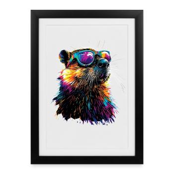 Beaver Motif Beaver Whisperer Rodents Cute Beaver - Framed poster (27 × 37 cm) - black - Front