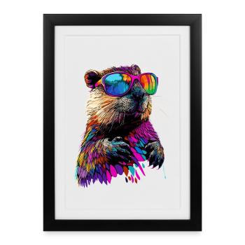 Beaver Motif Beaver Whisperer Rodents Cute Beaver - Framed poster (27 × 37 cm) - black - Front