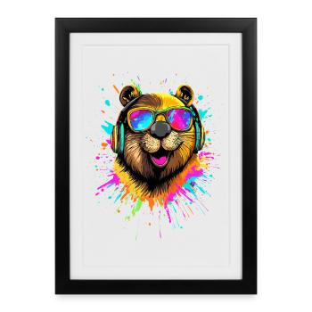 Beaver Motif Beaver Whisperer Rodents Cute Beaver - Framed poster (27 × 37 cm) - black - Front