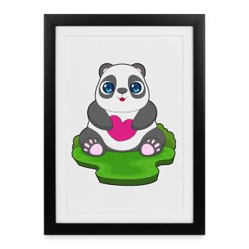 Cœur de panda - Affiche encadrée (27 × 37 cm) - noir - Devant