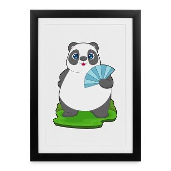 Panda Handheld Fan - Framed poster (27 × 37 cm) - black - Front