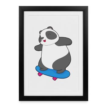 Panda Skater Skateboard - Affiche encadrée (27 × 37 cm) - noir - Devant