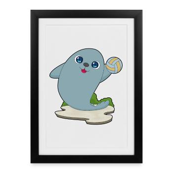 Seal Joueur de volley-ball Volley-ball - Affiche encadrée (27 × 37 cm) - noir - Devant