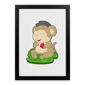 Monkey Poker Cartes de poker - Affiche encadrée (27 × 37 cm) - noir - Devant