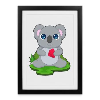 Koala Poker Cartes de poker - Affiche encadrée (27 × 37 cm) - noir - Devant