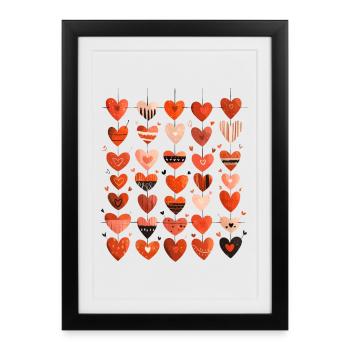 Motif Coeur Motif Coeur Cadeau de Saint-Valentin - Affiche encadrée (27 × 37 cm) - noir - Devant