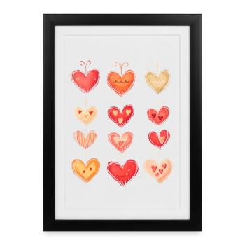 Motif Coeur Saint Valentin Motif Coeur Cadeau - Affiche encadrée (27 × 37 cm) - noir - Devant