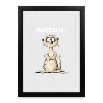 drôle de suricate je le regarde en disant - Affiche encadrée (27 × 37 cm) - noir - Devant