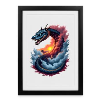 Mythical Snake with Sunset Year of the Snake 2025 - Framed poster (27 × 37 cm) - black - Front