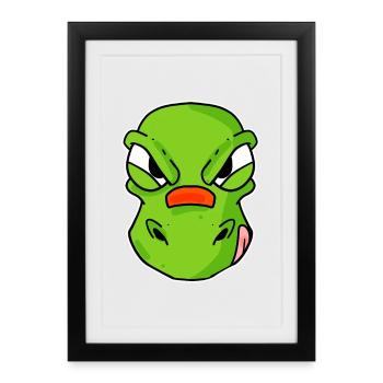 Dino Head Dinosaur - Framed poster (27 × 37 cm) - black - Front