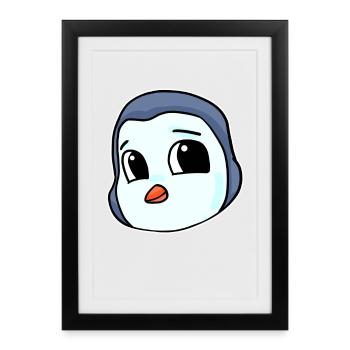 Penguin tête oiseau oiseau marin - Affiche encadrée (27 × 37 cm) - noir - Devant