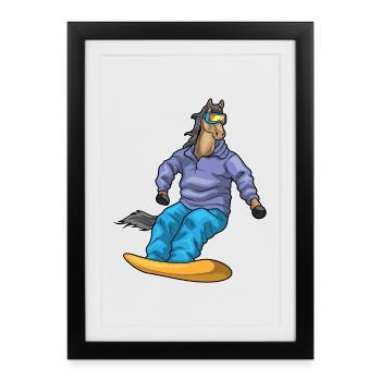 Snowboardeur à cheval Snowboard - Affiche encadrée (27 × 37 cm) - noir - Devant