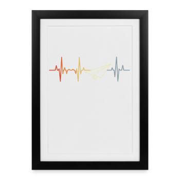 Fréquence cardiaque d’avion en papier - Affiche encadrée (27 × 37 cm) - noir - Devant
