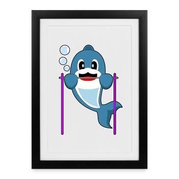 Dolphin Bodybuilder Tractions Culturisme - Affiche encadrée (27 × 37 cm) - noir - Devant