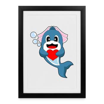 Dauphin Mariée Coeur Mariage - Affiche encadrée (27 × 37 cm) - noir - Devant