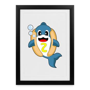 Hot-dog Dolphin - Affiche encadrée (27 × 37 cm) - noir - Devant