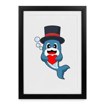 Dauphin Marié Coeur Mariage - Affiche encadrée (27 × 37 cm) - noir - Devant