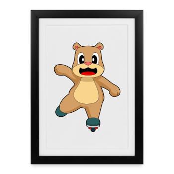 Bär Inline skating Inline skates - Framed poster (27 × 37 cm) - black - Front