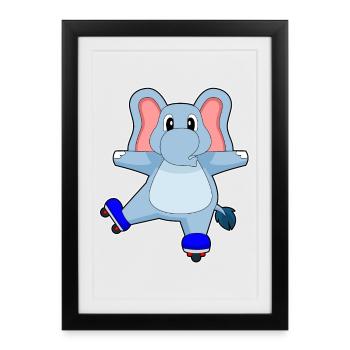 Elefant Inline skating Inline skates - Framed poster (27 × 37 cm) - black - Front