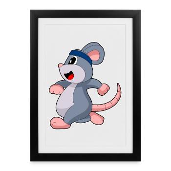 Mouse Jogger Jogging Sport - Framed poster (27 × 37 cm) - black - Front
