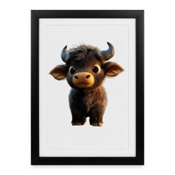 Buffle du Cap Buffalo Safari Buffle d’Afrique - Affiche encadrée (27 × 37 cm) - noir - Devant