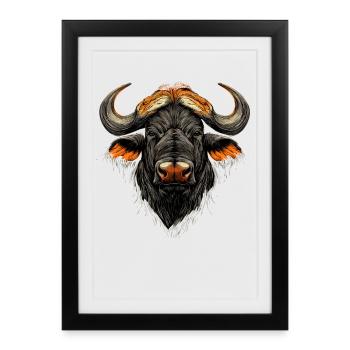 Buffle du Cap Buffalo Safari Buffle d’Afrique - Affiche encadrée (27 × 37 cm) - noir - Devant