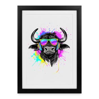 Buffle du Cap Buffalo Safari Buffle d’Afrique - Affiche encadrée (27 × 37 cm) - noir - Devant