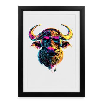 Buffle du Cap Buffalo Safari Buffle d’Afrique - Affiche encadrée (27 × 37 cm) - noir - Devant