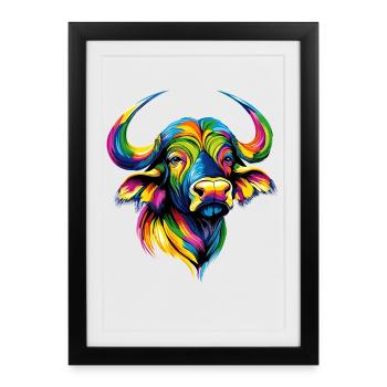 Buffle du Cap Buffalo Safari Buffle d’Afrique - Affiche encadrée (27 × 37 cm) - noir - Devant