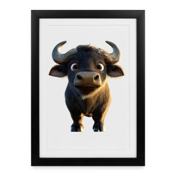 Buffle du Cap Buffalo Safari Buffle d’Afrique - Affiche encadrée (27 × 37 cm) - noir - Devant
