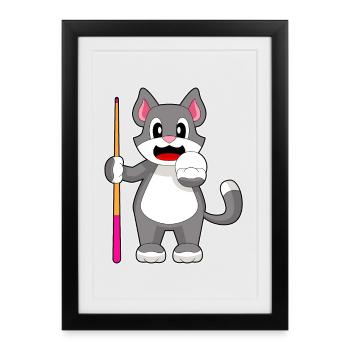 Queue de billard pour chat - Affiche encadrée (27 × 37 cm) - noir - Devant
