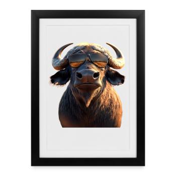 Buffle du Cap Buffalo Safari Buffle d’Afrique - Affiche encadrée (27 × 37 cm) - noir - Devant