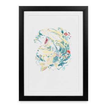 Fishing cartoon style - Framed poster (27 × 37 cm) - black - Front