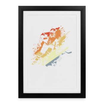 Joueur de hockey sur glace Vintage - Affiche encadrée (27 × 37 cm) - noir - Devant