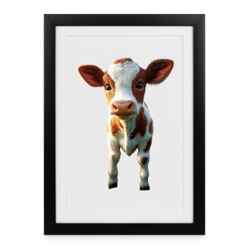 vache fermier boeuf lait veau végétalien vache vache de ferme vaches - Affiche encadrée (27 × 37 cm) - noir - Devant