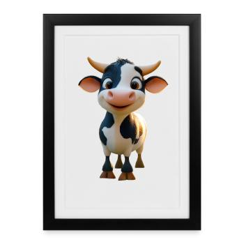 vache fermier boeuf lait veau végétalien vache vache de ferme vaches - Affiche encadrée (27 × 37 cm) - noir - Devant