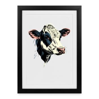 vache fermier boeuf lait veau végétalien vache vache de ferme vaches - Affiche encadrée (27 × 37 cm) - noir - Devant