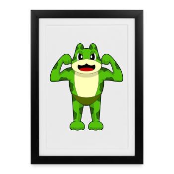 Frog Bodybuilder Bodybuilding Sport - Framed poster (27 × 37 cm) - black - Front