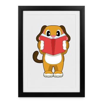 Hund Buch - Gerahmtes Poster (27 × 37 cm) - Schwarz - Vorne