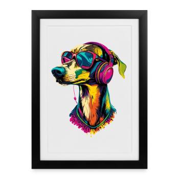 Greyhound Dog Lover Chasse Chien Amour Greyhound - Affiche encadrée (27 × 37 cm) - noir - Devant