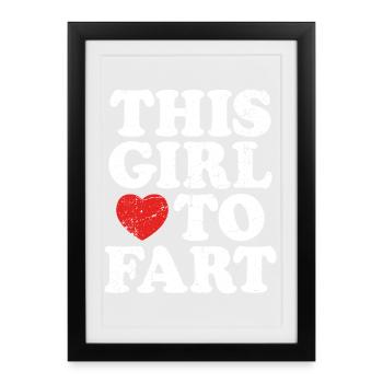 Vintage : Cette fille adore péter Phrases de pets - Affiche encadrée (27 × 37 cm) - noir - Devant