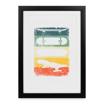 Skateboard Retro - Framed poster (27 × 37 cm) - black - Front
