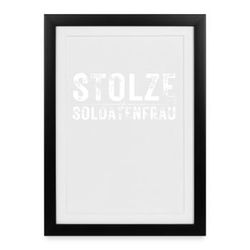 Stolze Soldatenfrau Armee Ehefrau Millitär Spruch - Gerahmtes Poster (27 × 37 cm) - Schwarz - Vorne