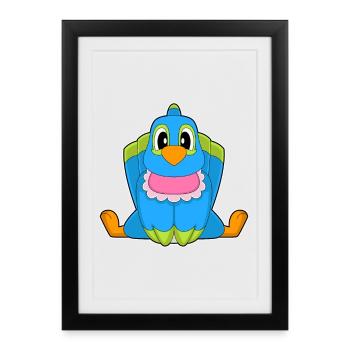 Bavoir pour bébé perroquet - Affiche encadrée (27 × 37 cm) - noir - Devant