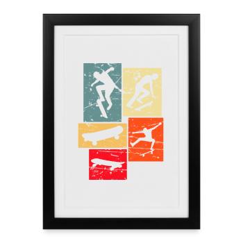 Skateboarding Retro - Framed poster (27 × 37 cm) - black - Front