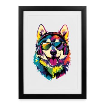 Husky Dogs Lover Dog Love Huskies de Sibérie - Affiche encadrée (27 × 37 cm) - noir - Devant